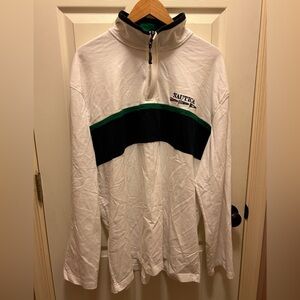 Vintage Nautica 1/4 Zipped White w/ Blue & Green Stripes Pull Over Shirt…